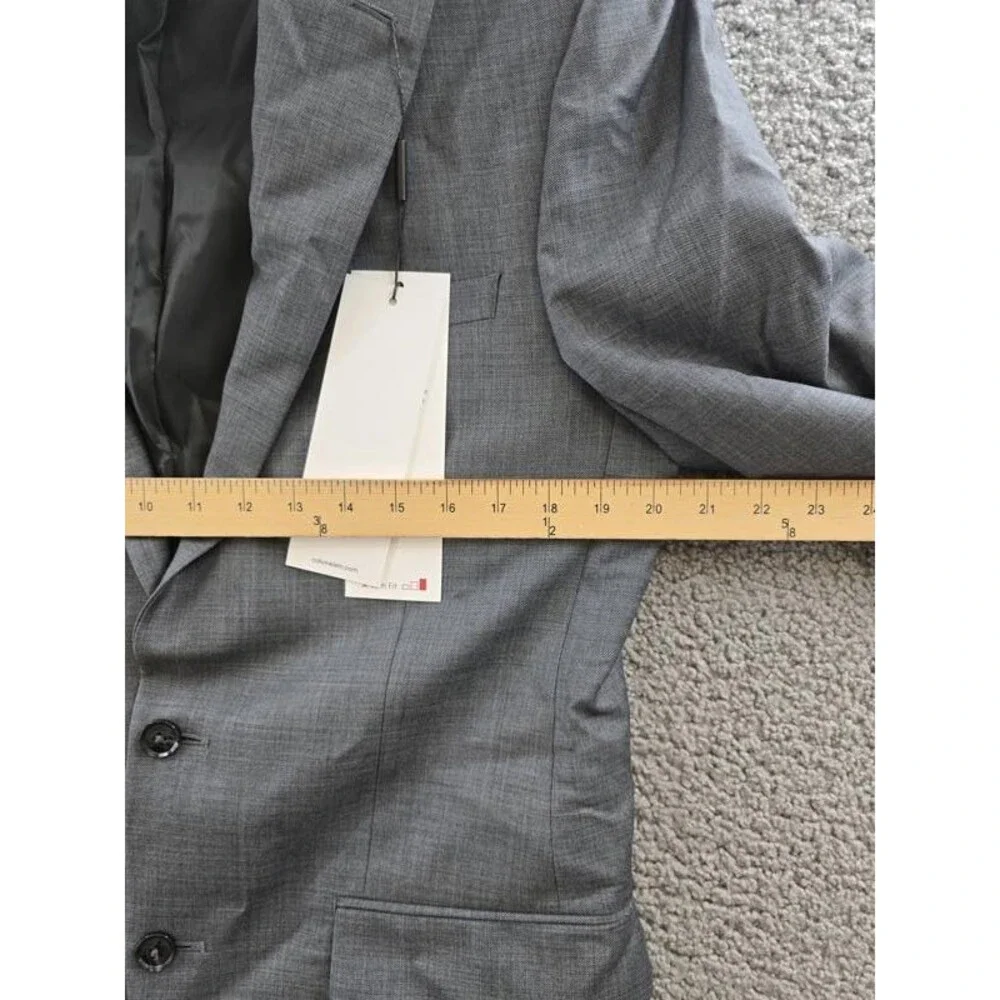 Calvin Klein Slim-Fit Wool Stretch Suit Jacket Men's 40L Gay Heather Long Sleeve